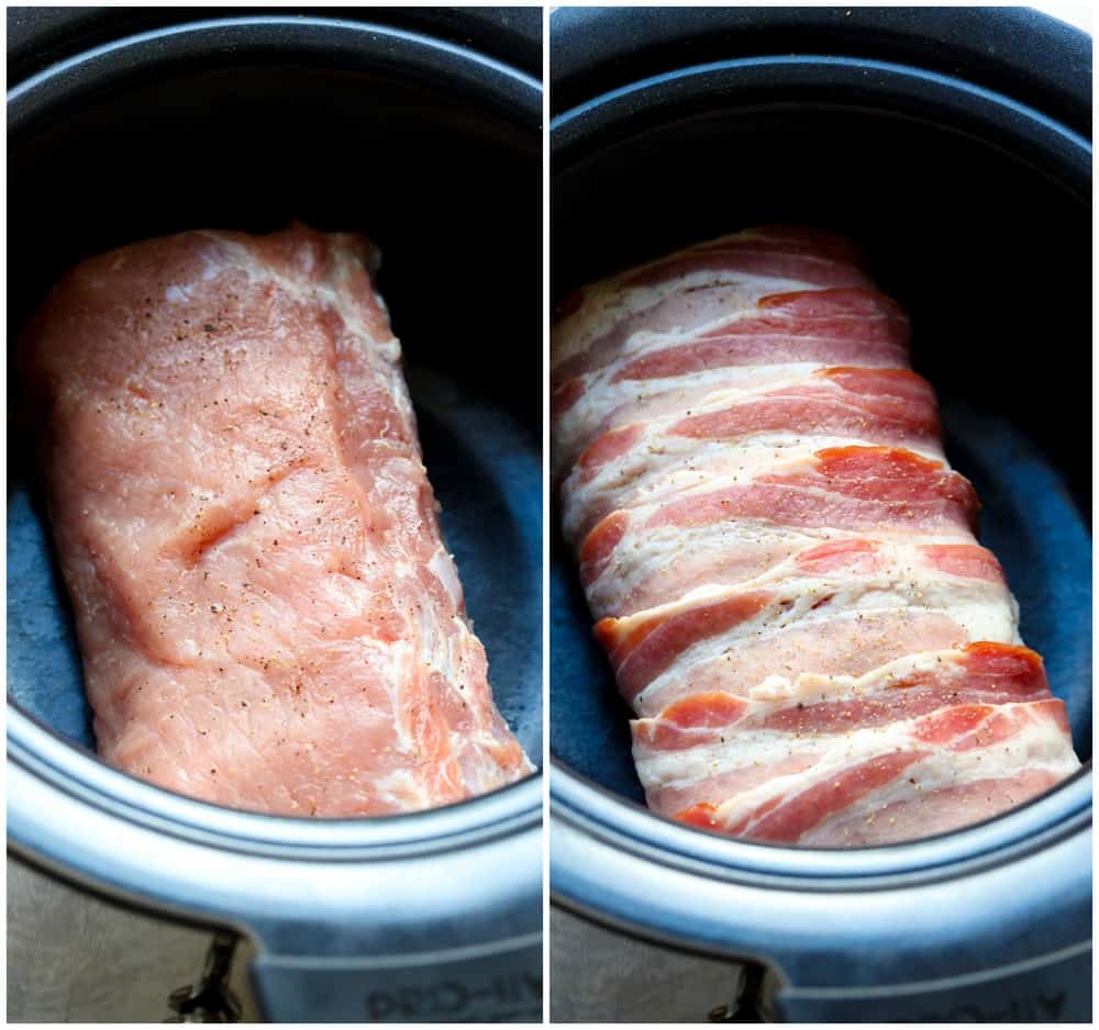 Raw pork in a pot.