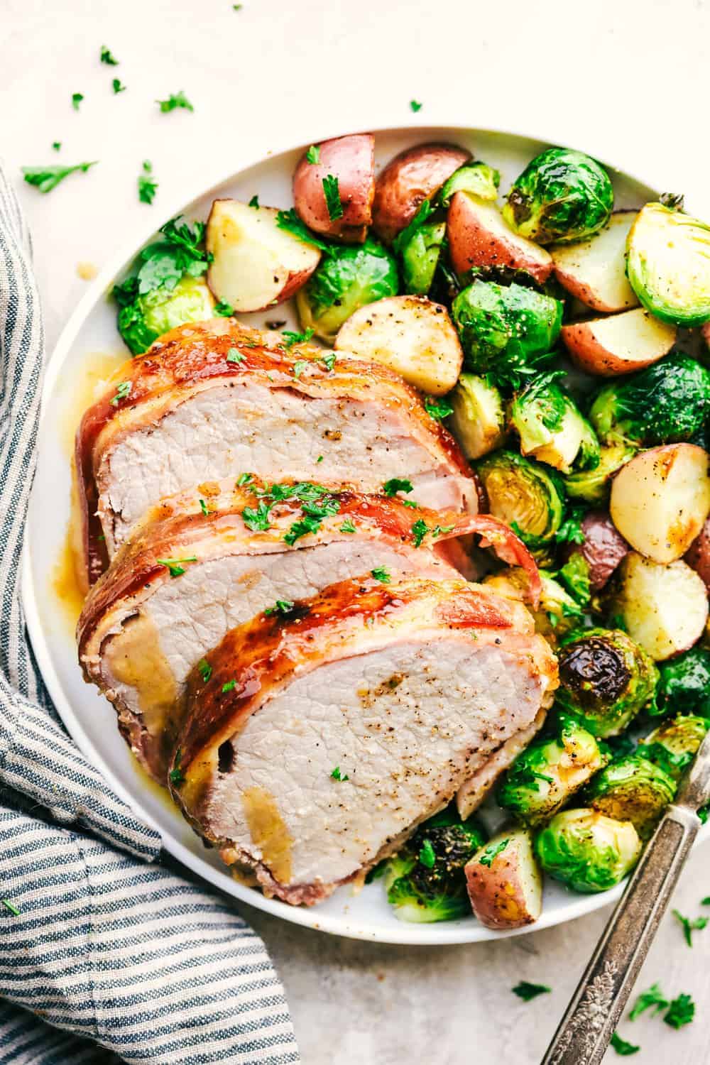 Slow Cooker Bacon Wrapped Maple Glazed Pork - 33