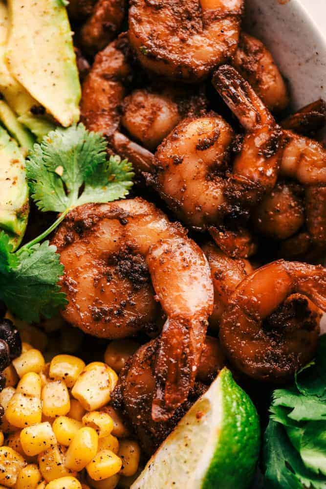 Blackened Shrimp Avocado Burrito Bowls - 86