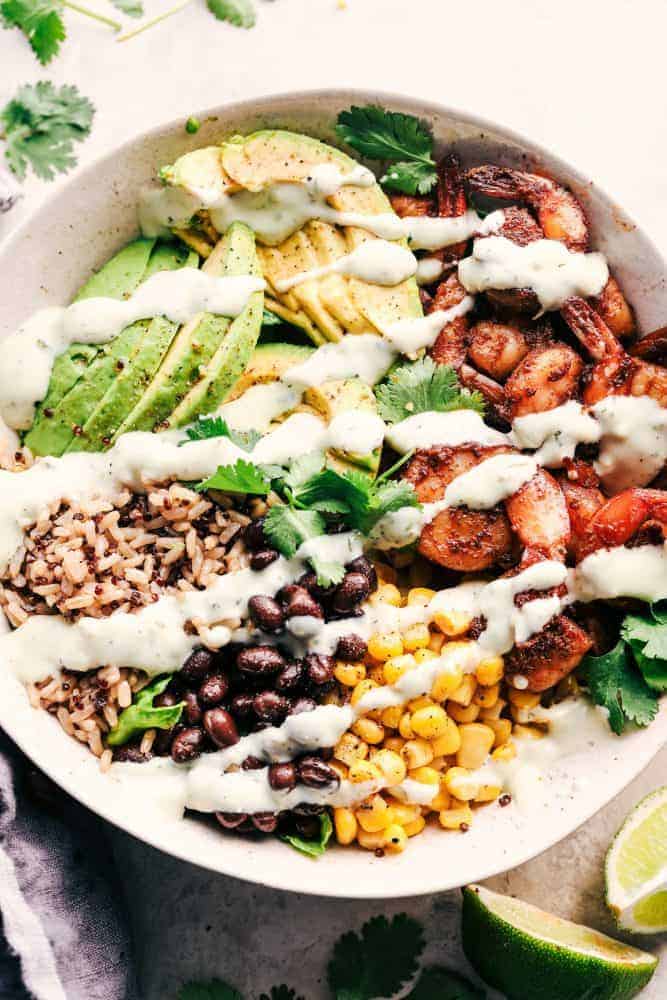 Blackened Shrimp Avocado Burrito Bowls - 80