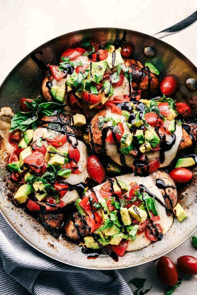 California Avocado Skillet Chicken in a skillet. 