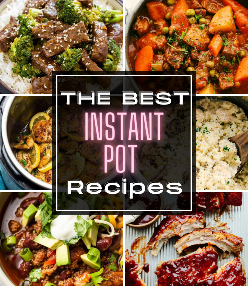 A collage of 6 different instant pot recipes. 