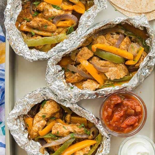 fajita chicken foil packets overhead