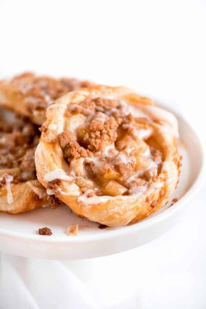 Apple Danishes on a white plate. 