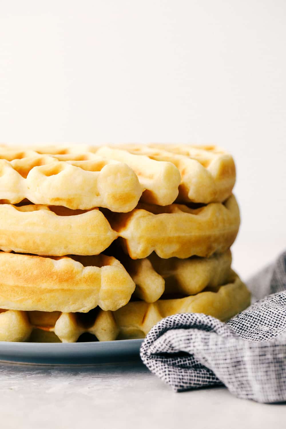 Plain stacked belgian waffles.