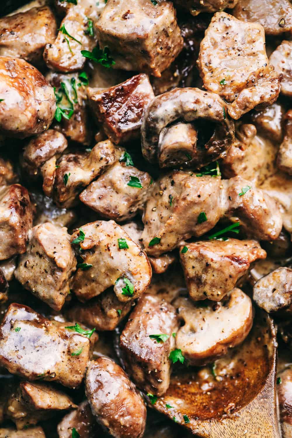 Creamy Garlic Steak Bites with Mushrooms | The Recipe Critic