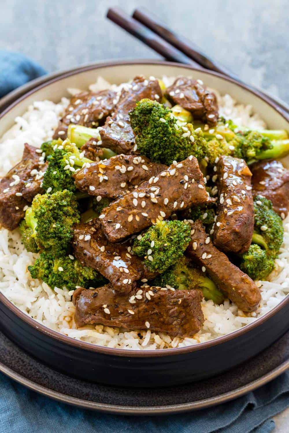 Instant Pot Beef and Broccoli over a bed of rice