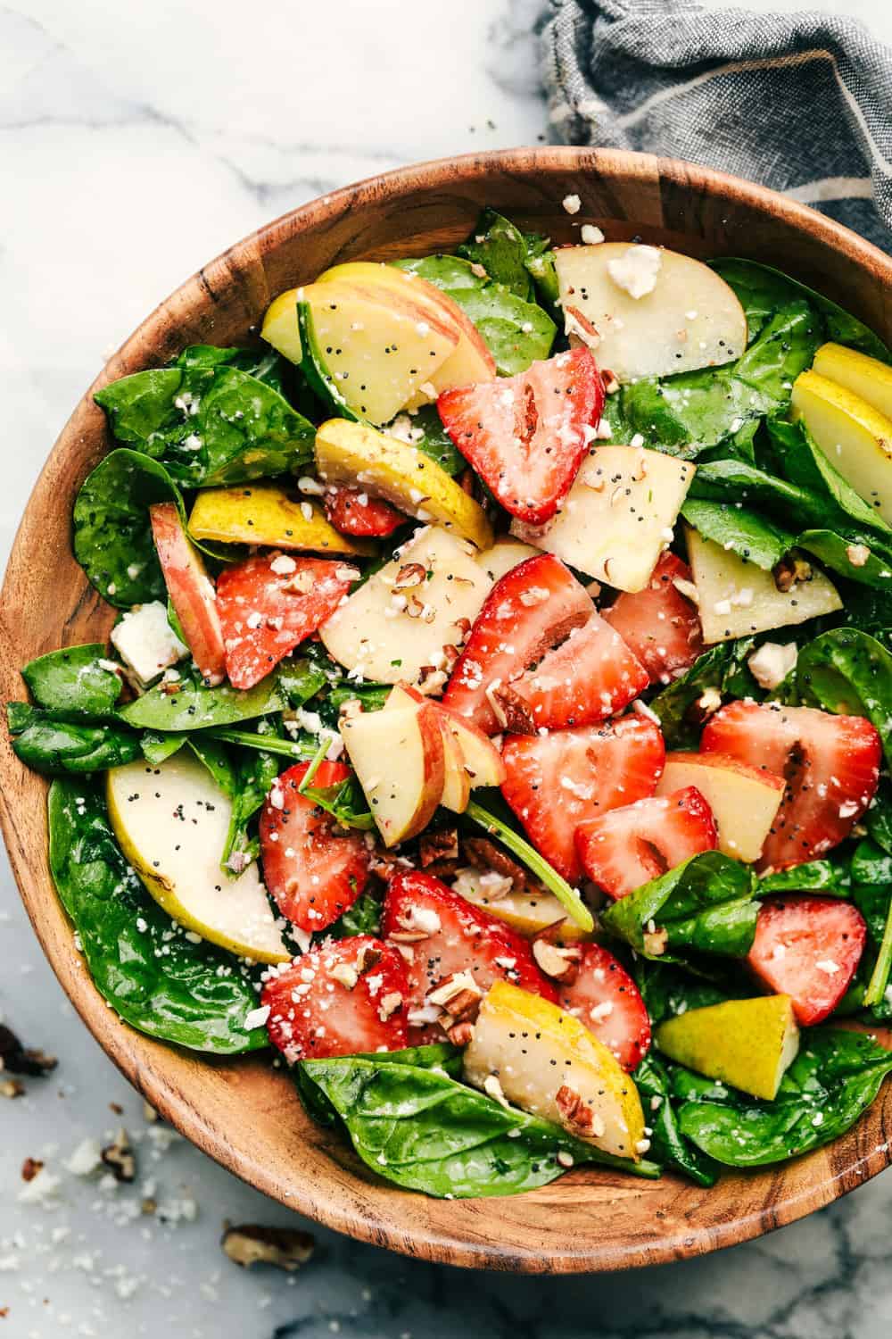 Strawberry  Apple  and Pear Spinach Salad with an Apple Cider Poppyseed Dressing - 6