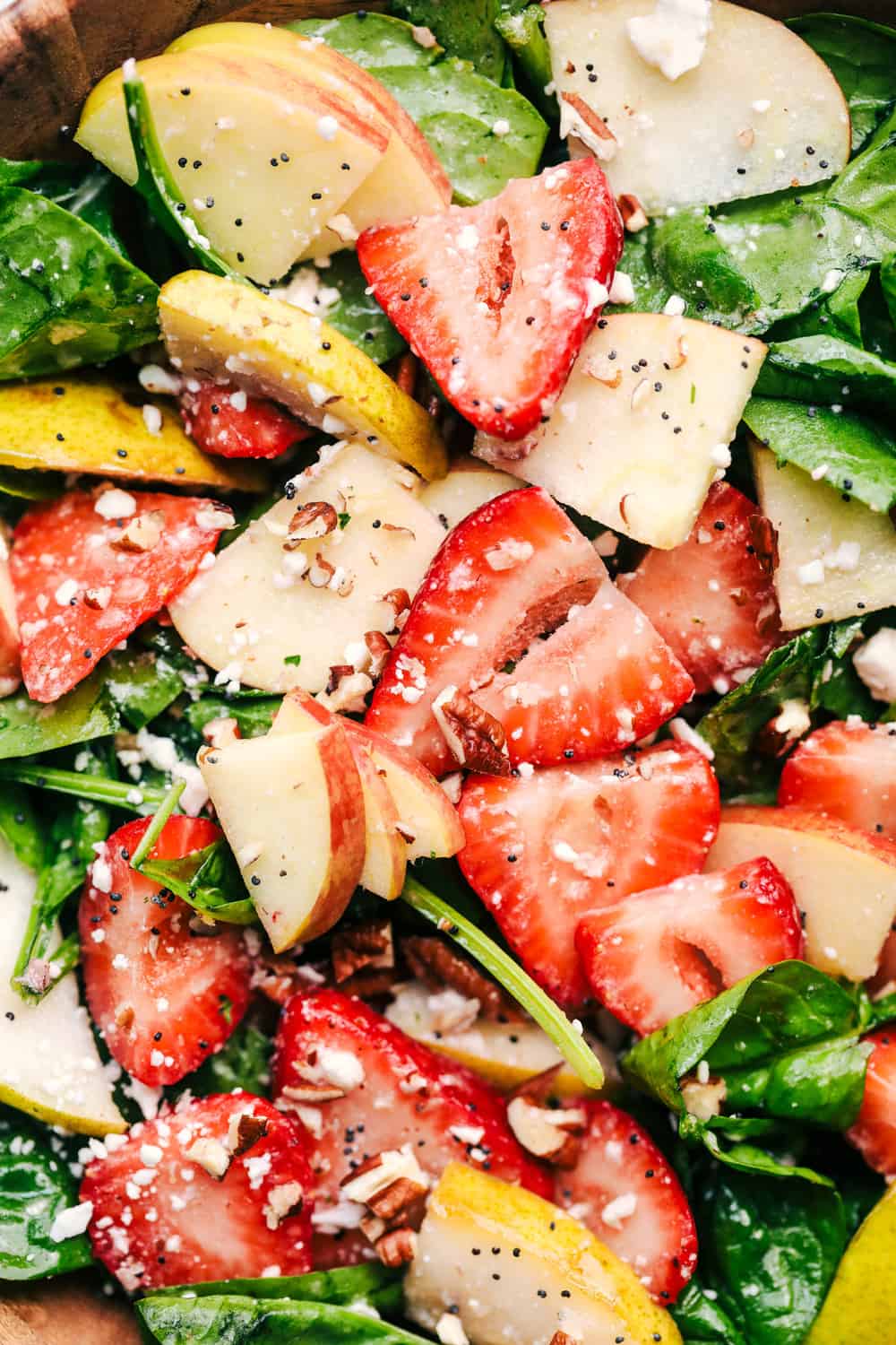 Strawberry, Apple, and Pear Spinach Salad with an Apple Cider Poppyseed ...