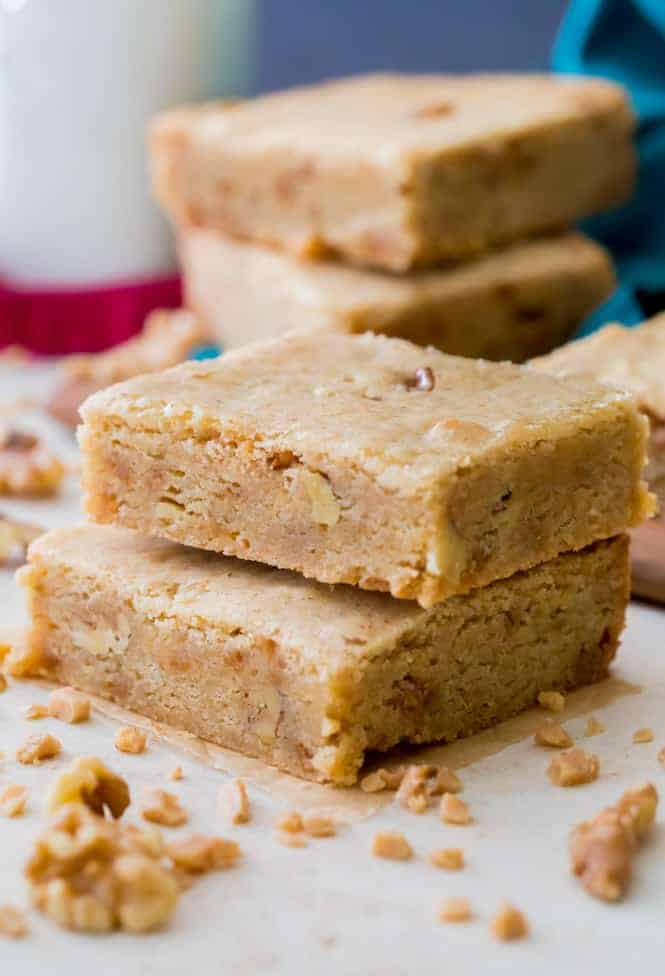 Two chewy brown butter blondies