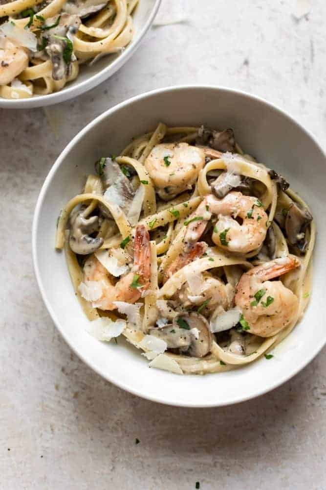 mushroom and shrimp noodle bowls