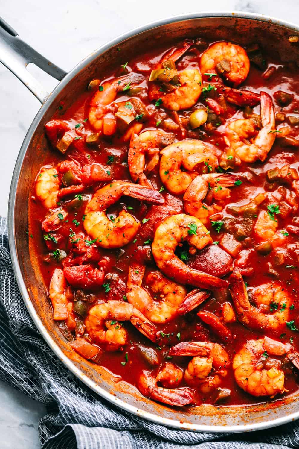 Easy Shrimp Creole in a skillet.