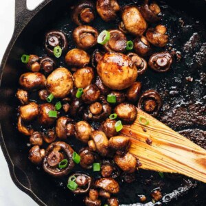 Garlic Balsamic Mushrooms straight out of the pan
