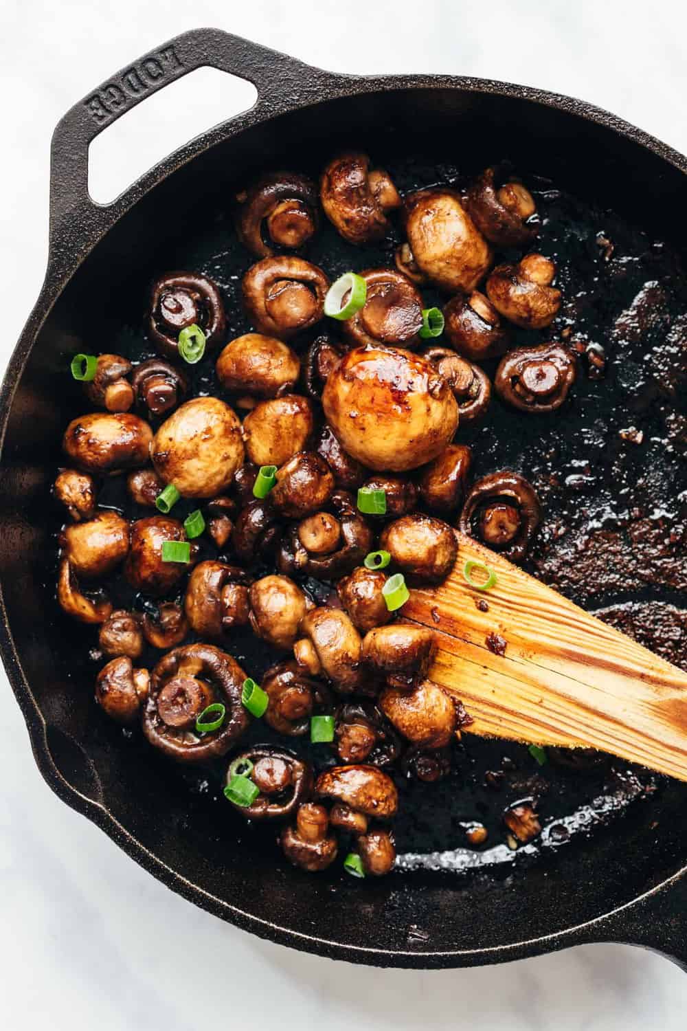 Garlic Balsamic Mushrooms straight out of the pan