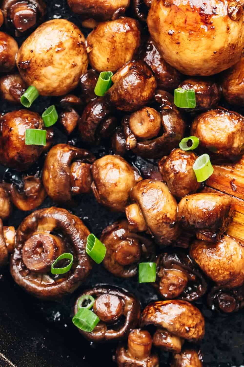 Closeup of Garlic Balsamic Mushrooms