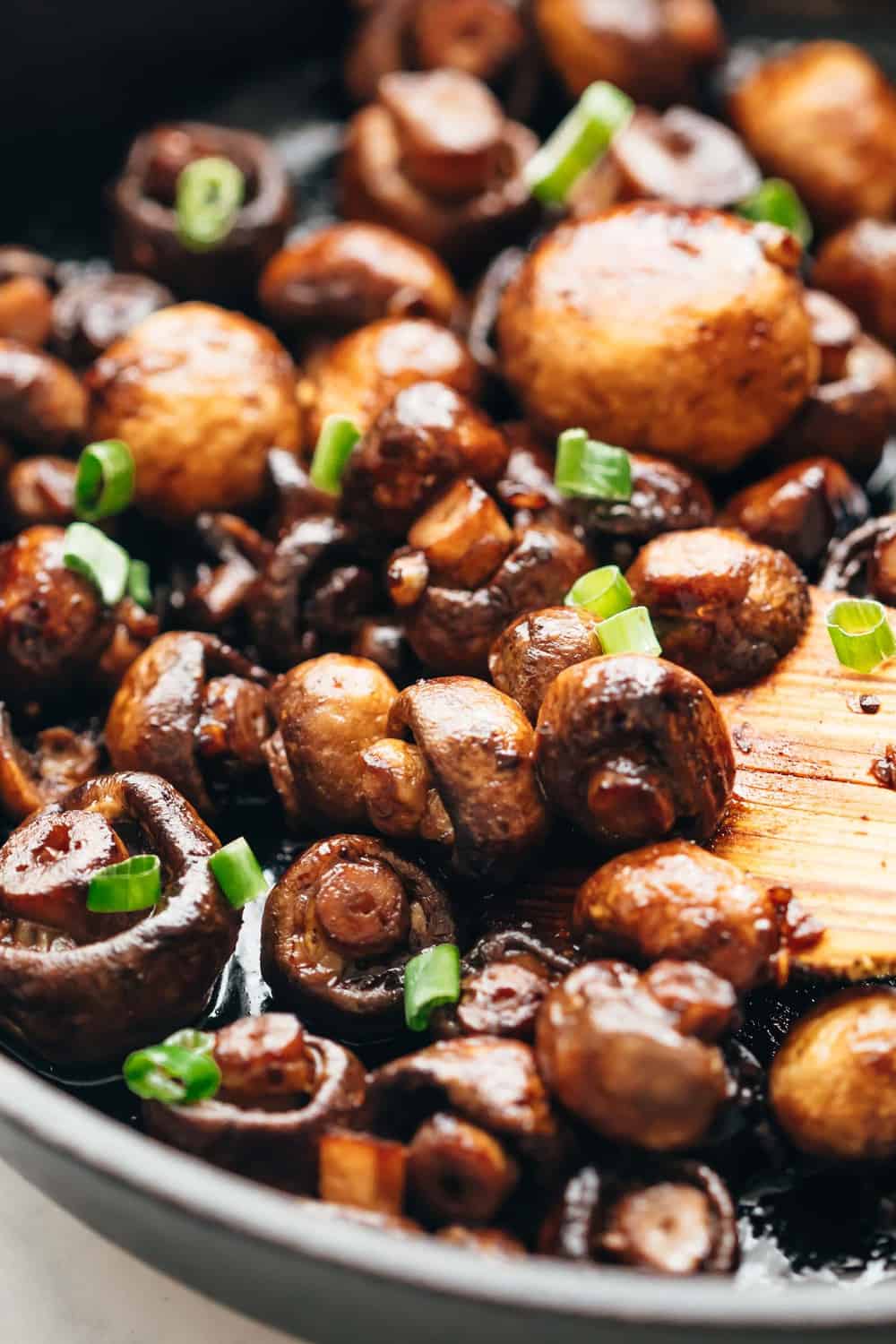 Closeup of Garlic Balsamic Mushrooms