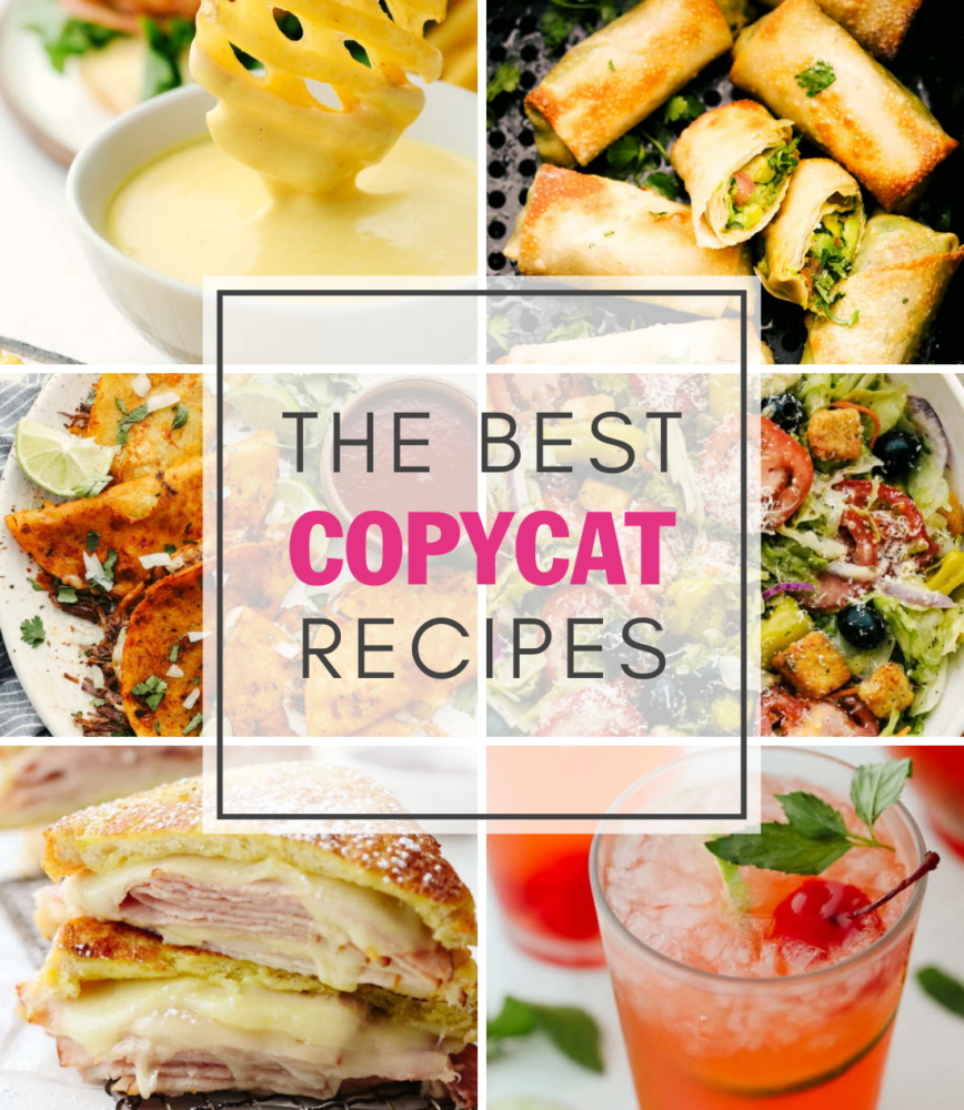 Een collage van 6 foto's met de tekst The Best Copycat Recepten