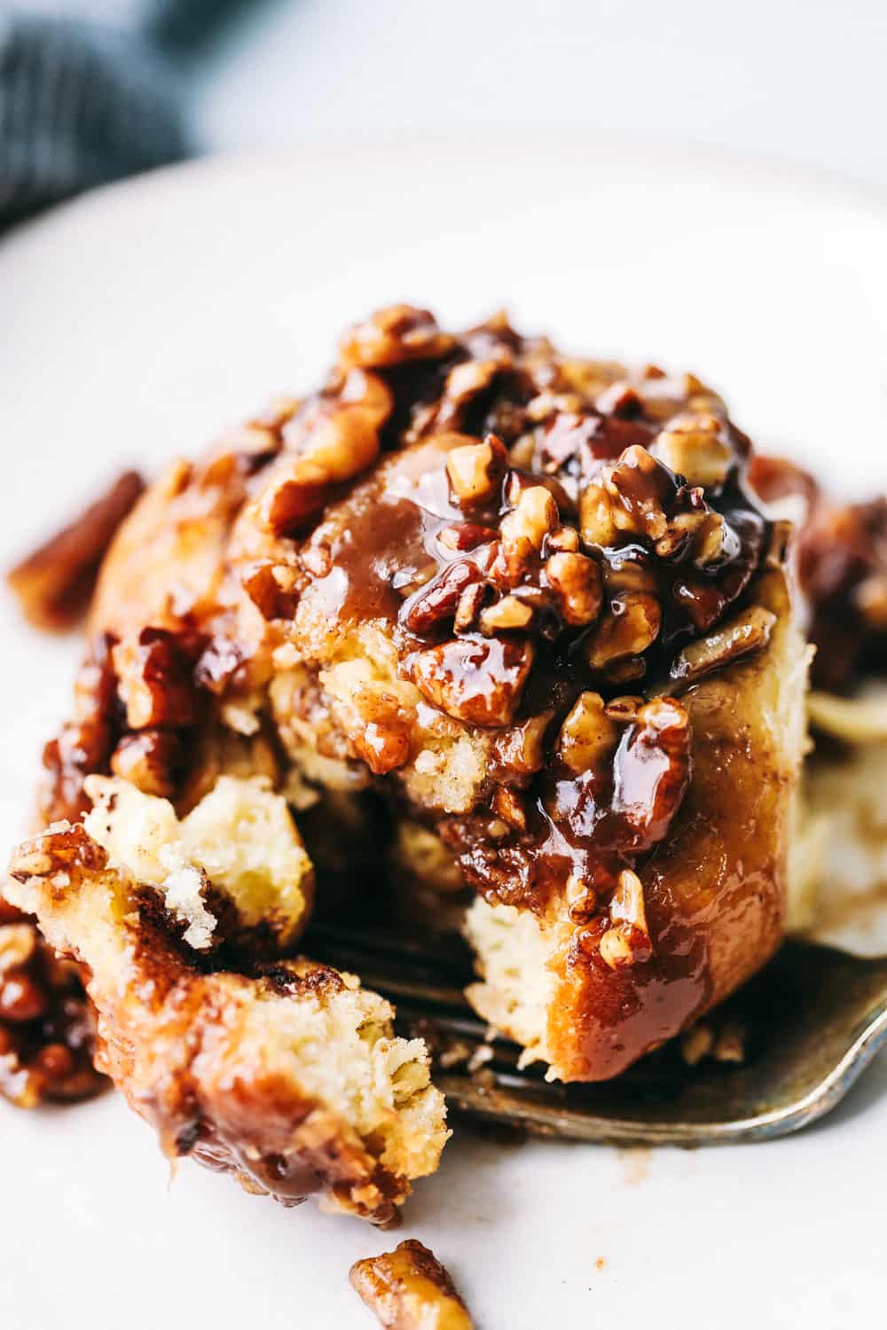 One Hour Caramel Pecan Sticky buns on a plate.
