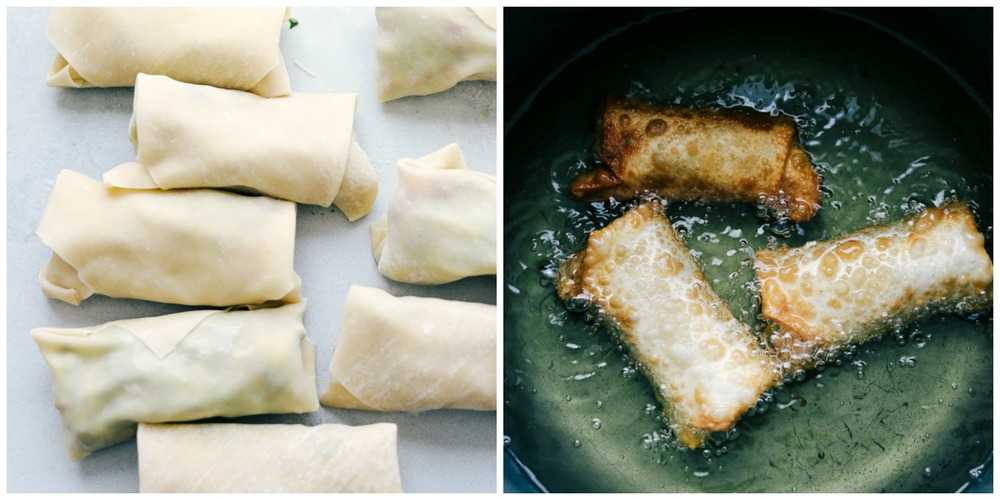 How to cook avocado egg rolls in a skillet.