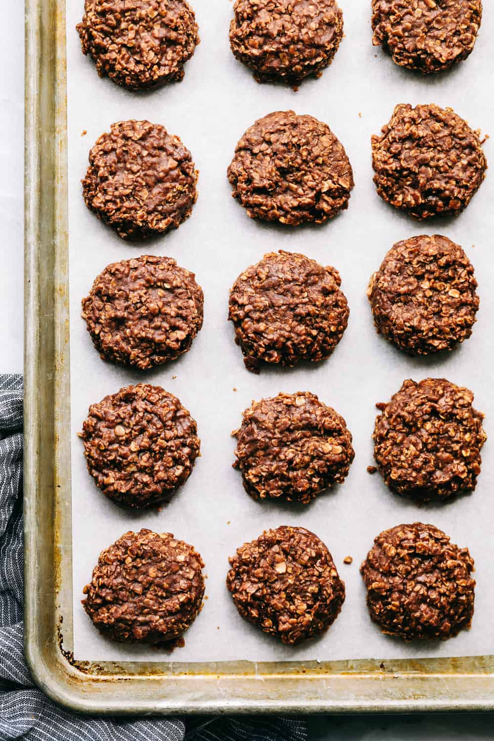 No Bake Cookies on a cookie sheet 