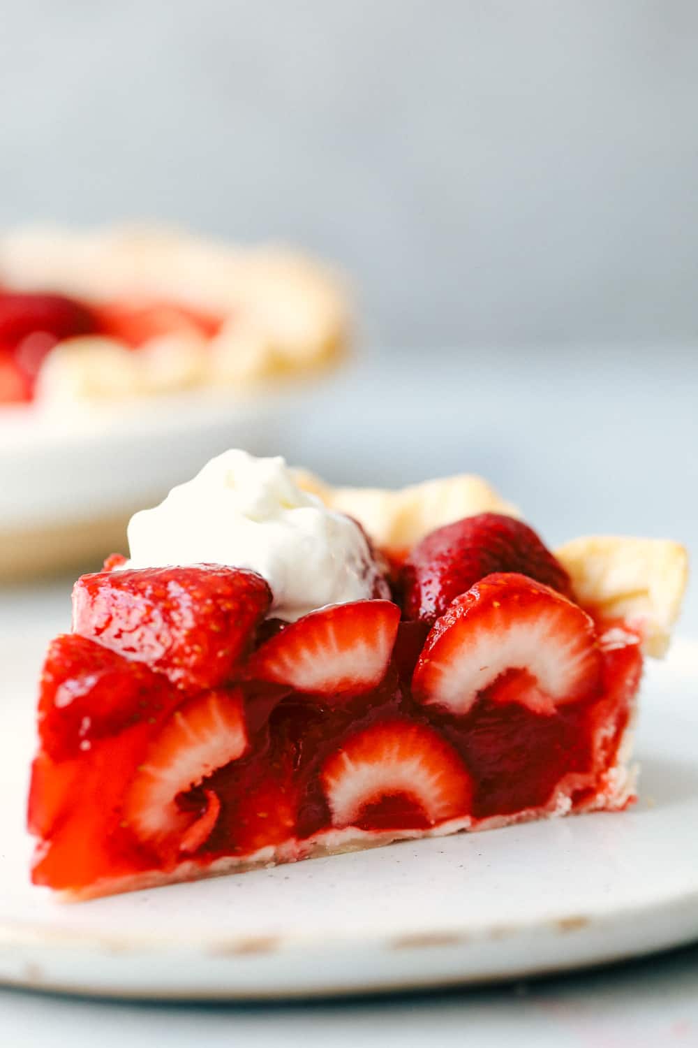 Close up on strawberry pie.