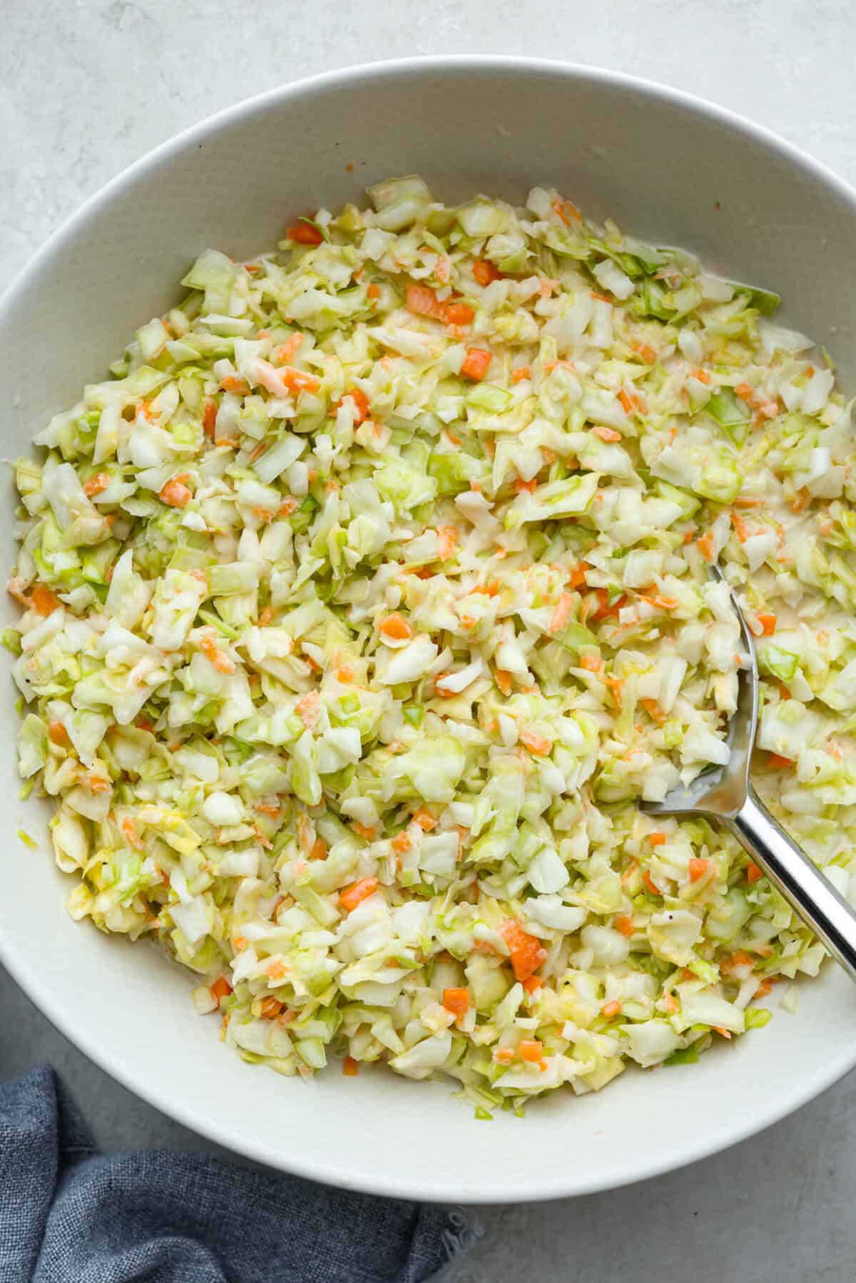 Copycat KFC coleslaw in a serving bowl. 