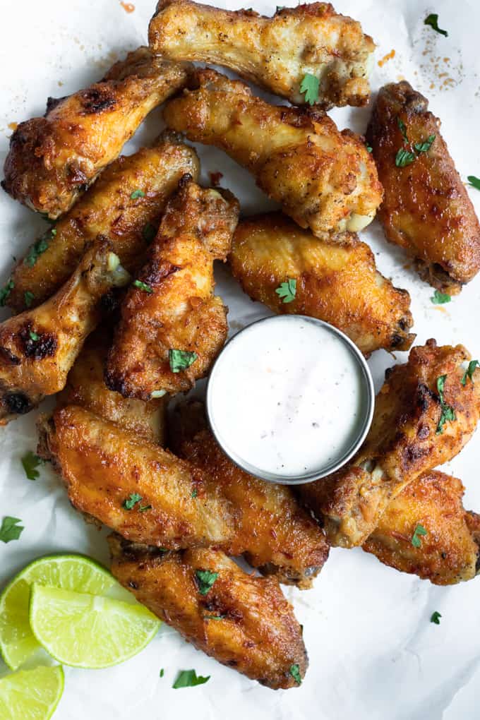 Chili Lime Chicken Wings with sauce