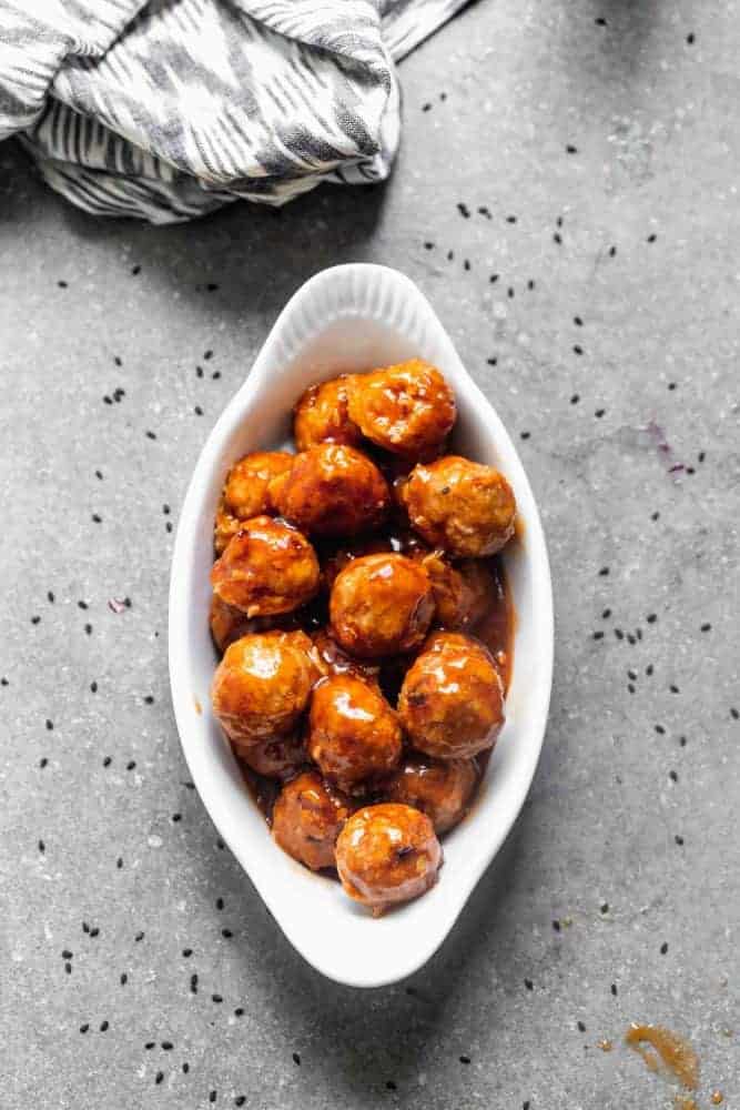 Chipotle Honey Meatballs in a dish