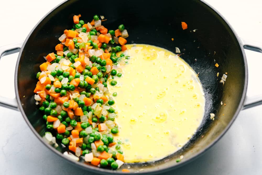 veggies and egg cooking