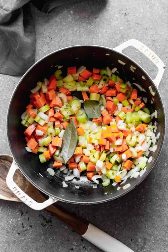 Chopped vegetables in the kettle