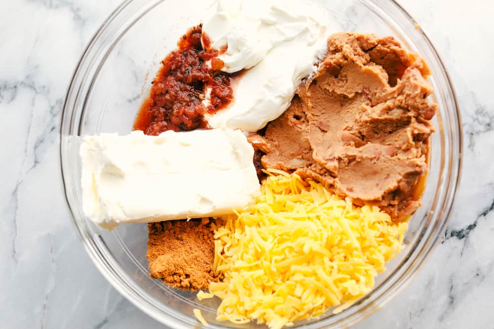 bean dip mixture all together in a bowl