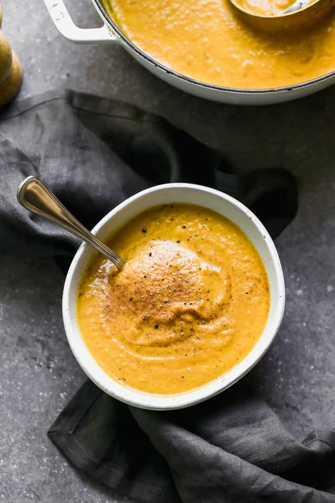 pumpkin soup in a bowl