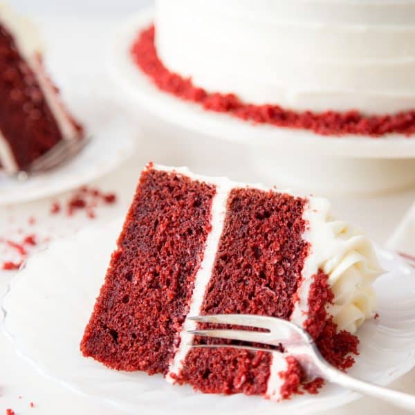 Red velvet cake on a plate
