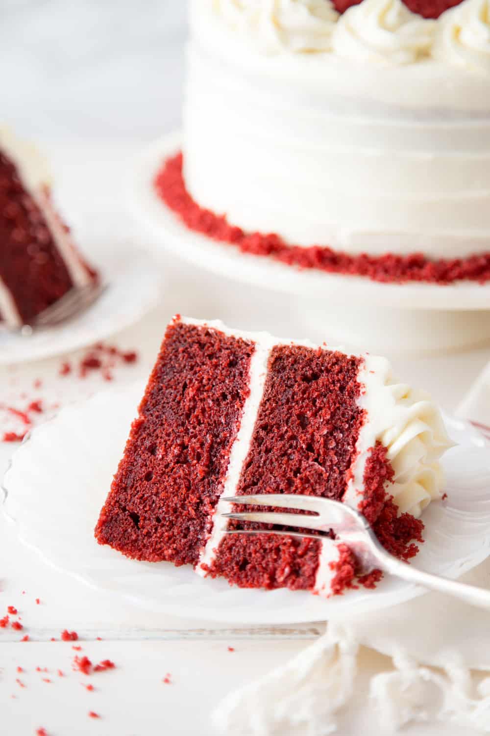 Red velvet cake on a plate