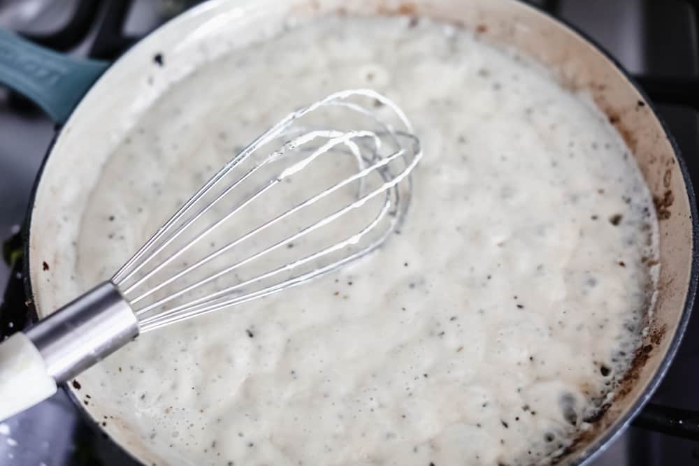 Creamy sauce sautéing 