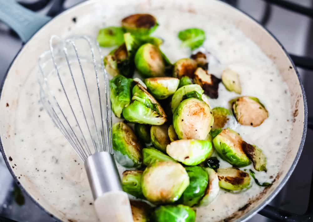 Creamy parmesan garlic brussel sprouts