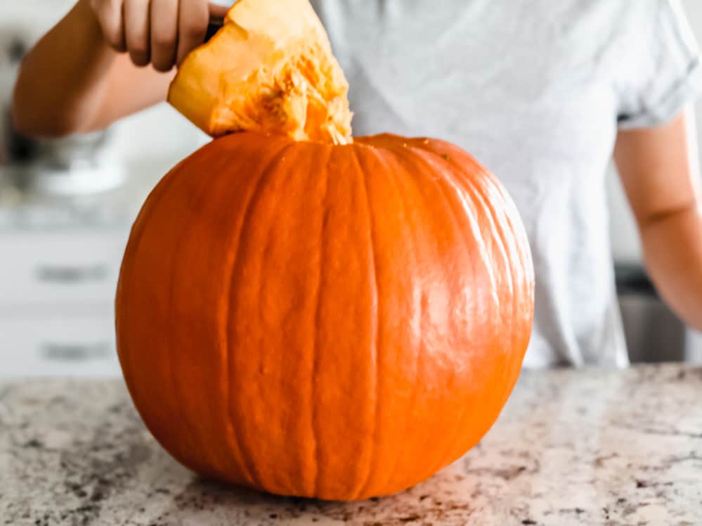 Cutting a pumpkin 