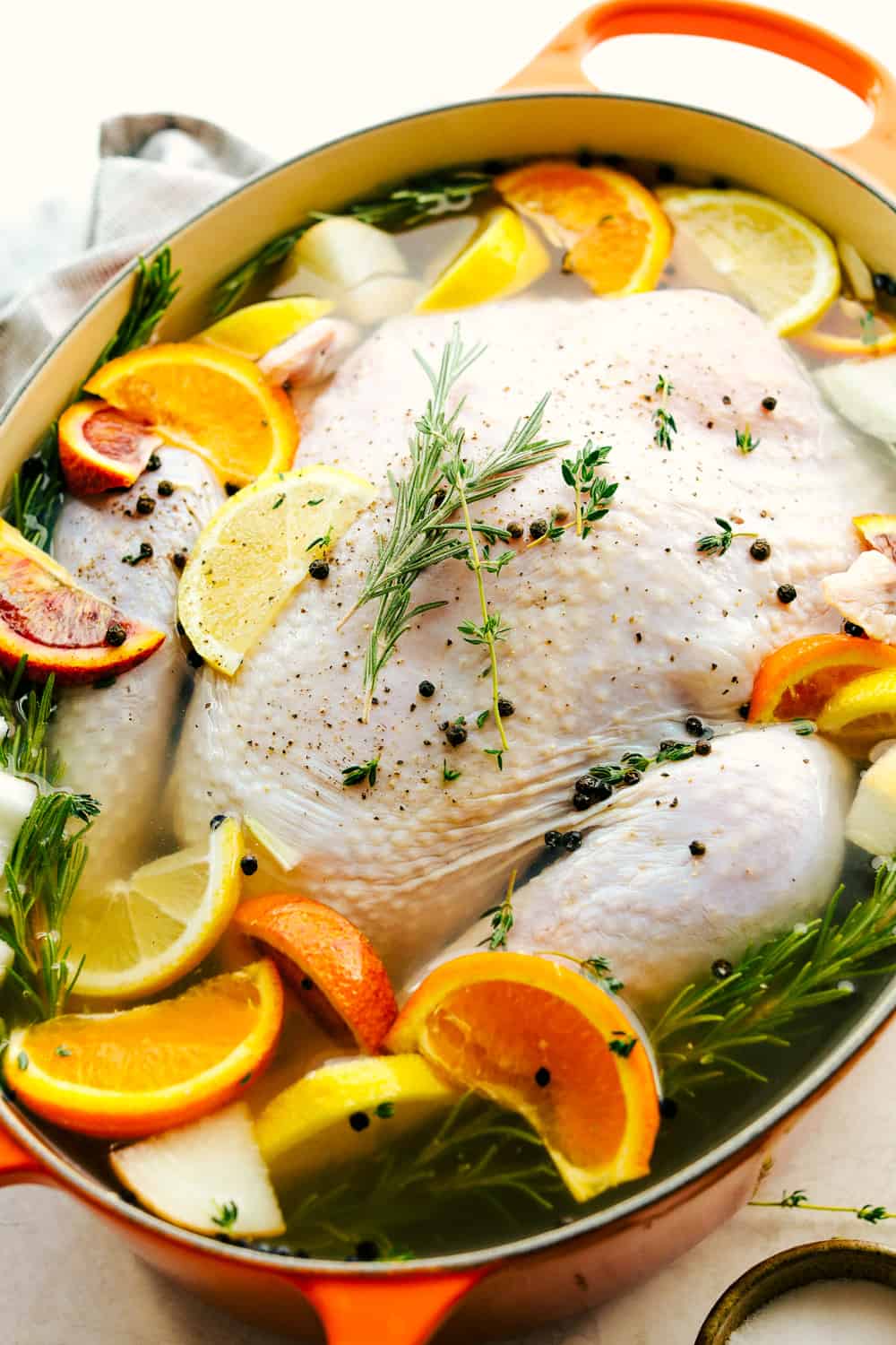 Brining turkey in a pot