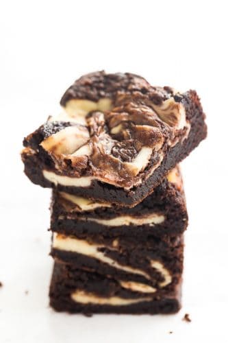 cream cheese brownies stack