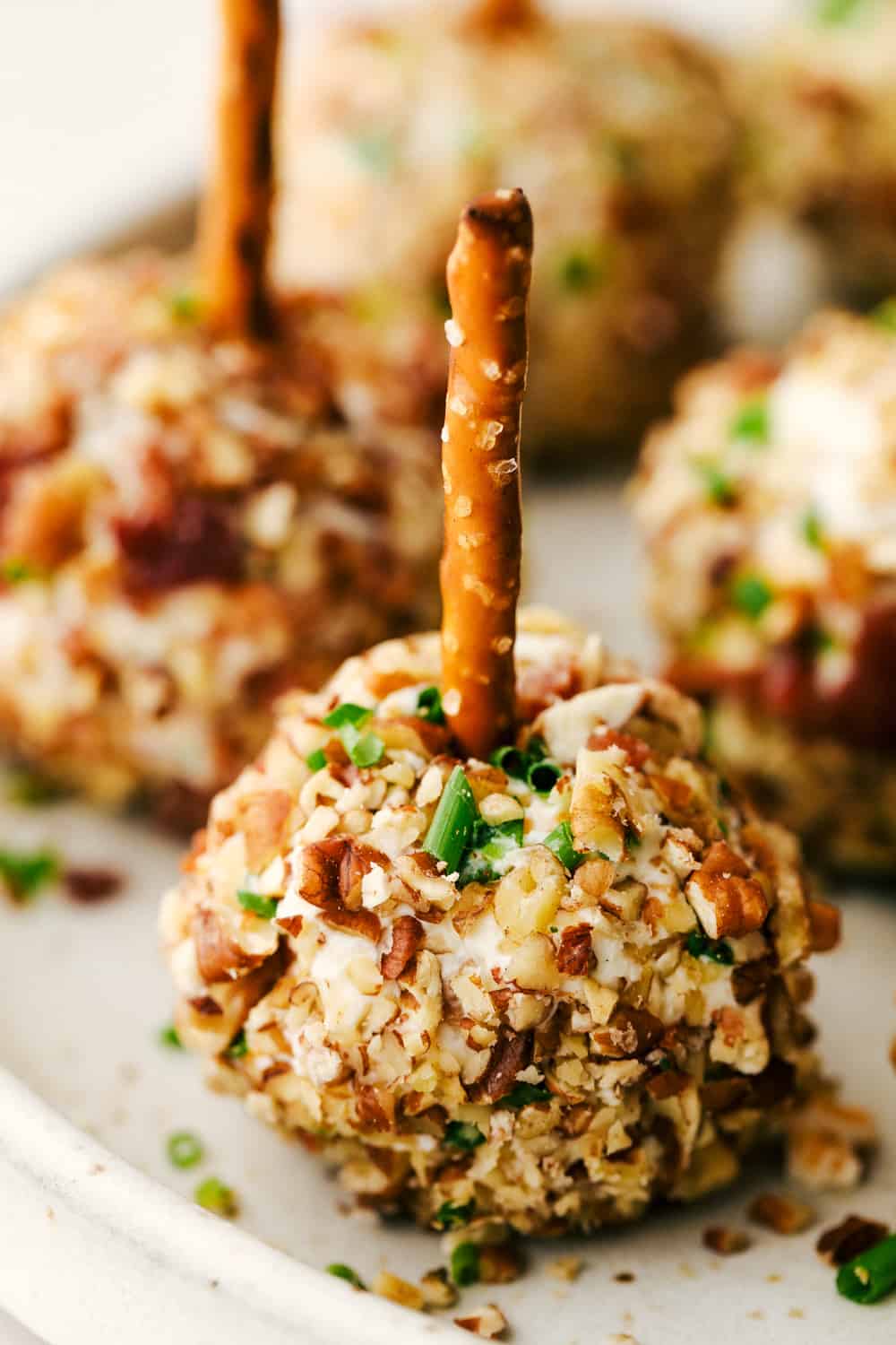 Bacon ranch cheese ball bites on a plate. 