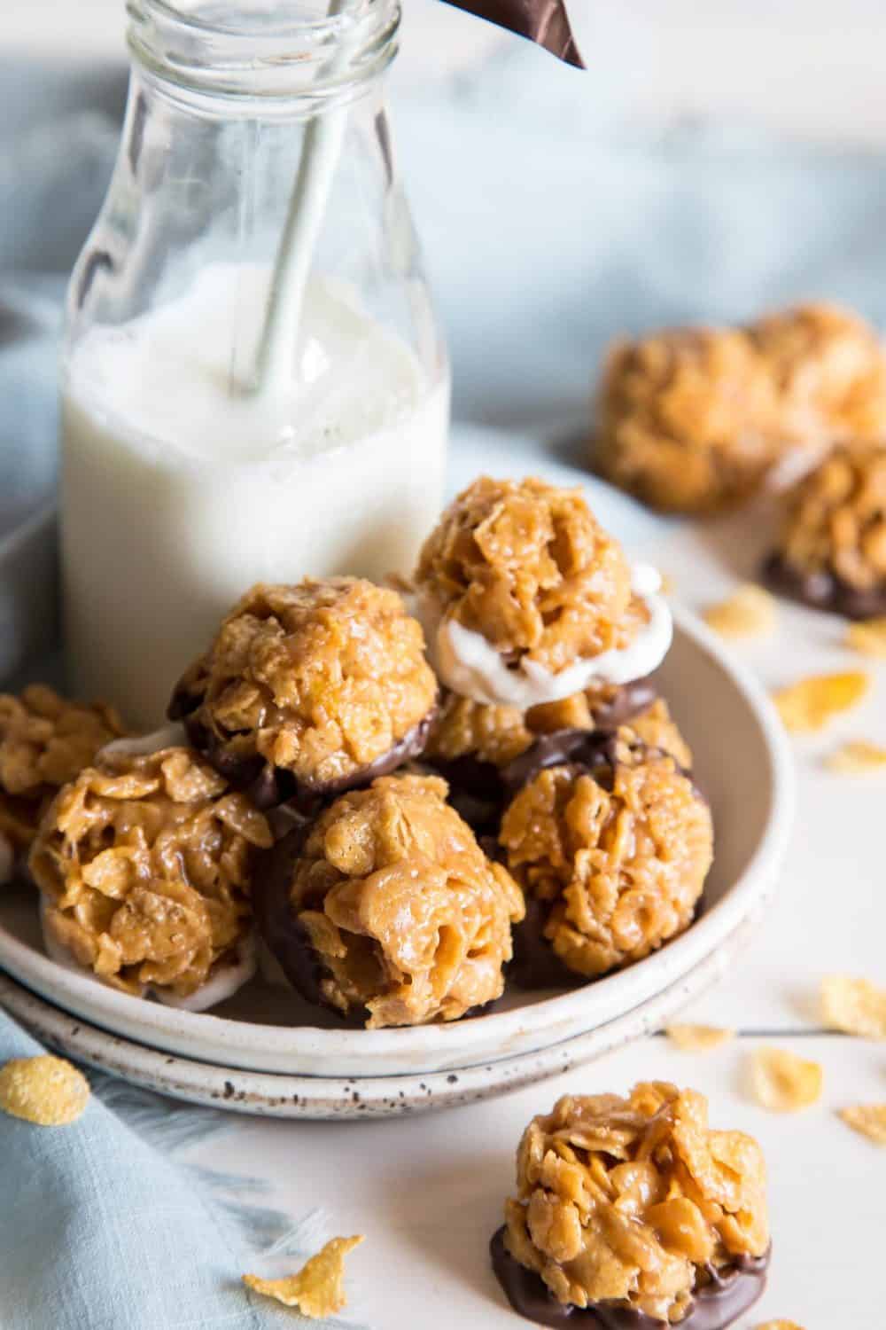 Peanut Butter Cornflake Cookies No Bake