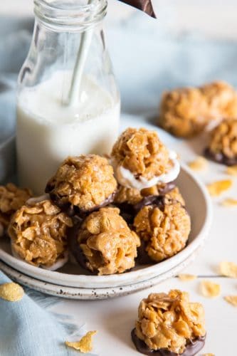 Peanut butter cornflake cookies on a plate