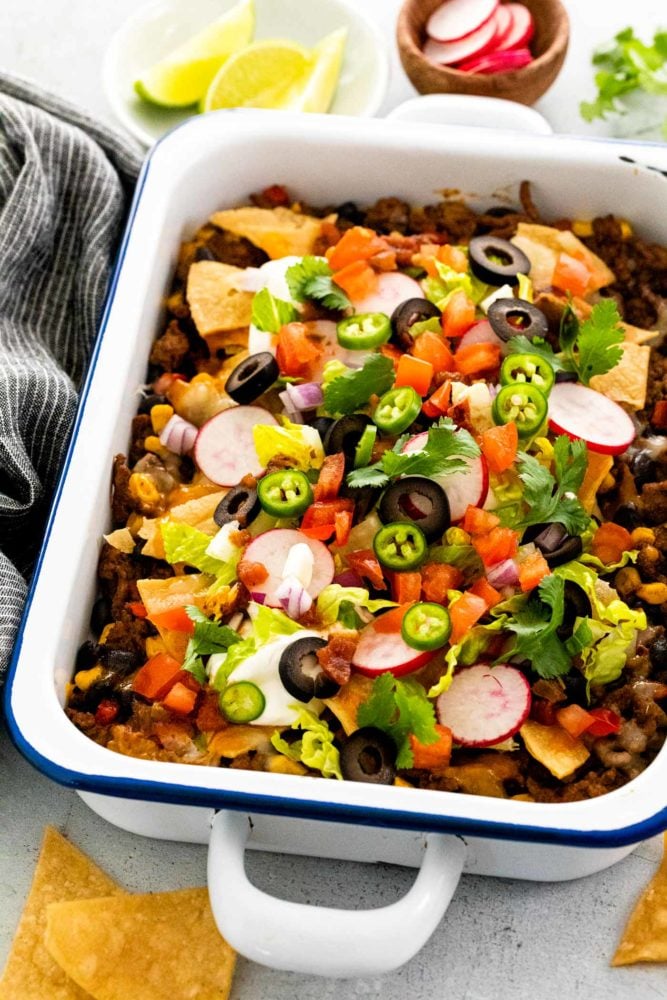Taco Casserole with toppings
