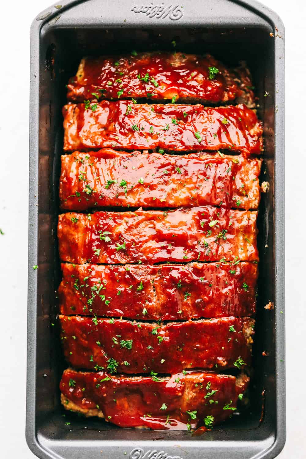 Cooked and glazed hearty meatloaf.