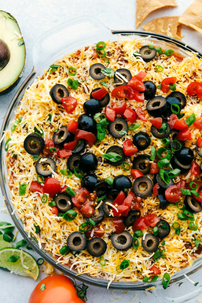 View of finished 7 layer dip.