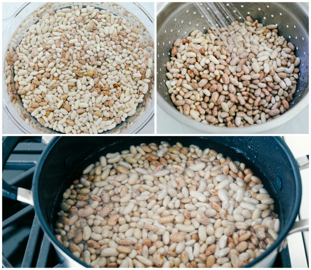 Steps to soak beans for baked beans.