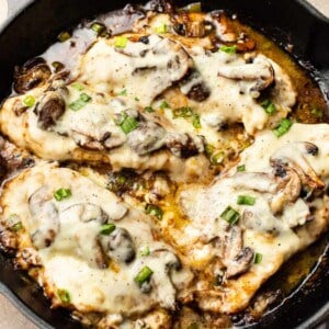 Chicken Lombardy in a cast iron skillet