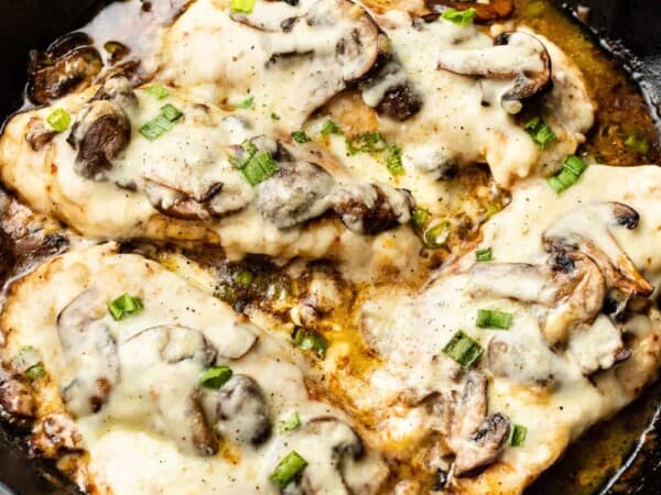 Chicken Lombardy in a cast iron skillet