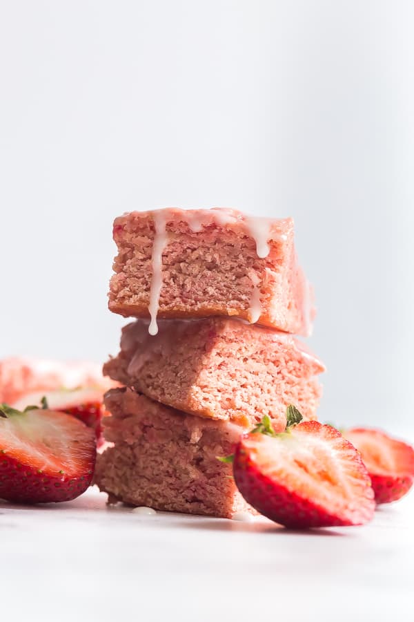 stack of 3 strawberry brownies