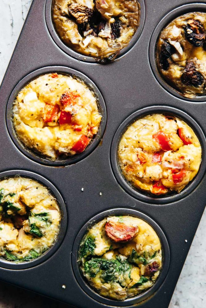 Baked egg muffins in the muffin tray